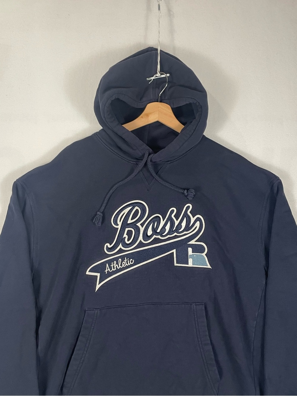 Hugo Boss x Russell Athletic Navy Pullover Hoodie Sweatshirt Sz 2XL
